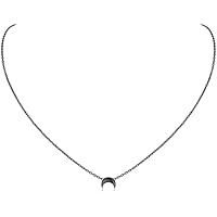 ChicSilver Colgante Negro Mujer Collar Luna Media Invertida