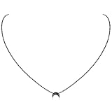 ChicSilver Colgante Negro Mujer Collar Luna Media Invertida Plata de Ley 925 Joyería Delicada Pareja Regalo Aniversario