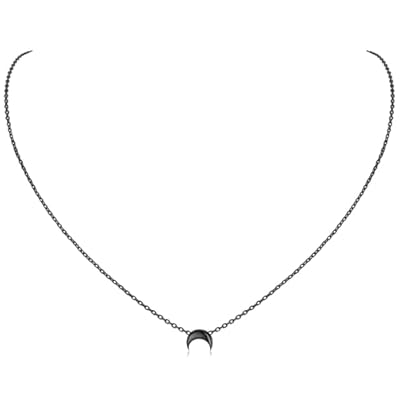 ChicSilver Colgante Negro Mujer Collar Luna Media Invertida Plata de Ley 925 Joyería Delicada Pareja Regalo Aniversario | Ya disponible en tu tienda friki favorita! En mundofriki.es!