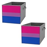 Fabric Foldable Collapsible Bins with Handles Collapsible Cube LGBTQ Bisexual Pride Flag Storage Bins Baskets Storage Cubes