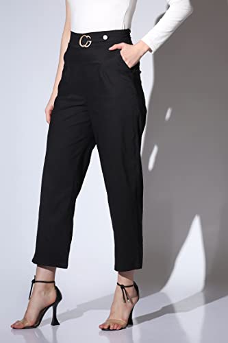 Image of Leriya Fashion Women's Ankle Fit High Rise Trousers High-Waisted Pant| Korean Trousers
