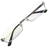 [k－eines] 軽い 掛けやすい 老眼鏡 スクエア アンダーリム メタル シニアグラス 軽量 非球面 ブルーライトカット KE-1000 (シルバー 度数+2.50)