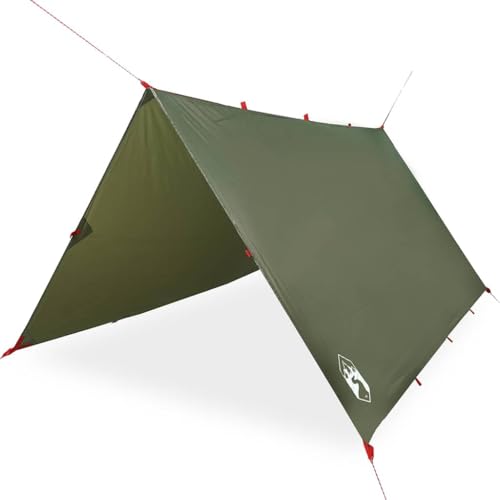 vidaXL Tarp, Wasserdicht Zeltplane, Sonnensegel Abdeckplane für Hängematte, Regenschutz Sonnenschutz für Outdoor Camping Picknick Festival, Olivgrün 306x306cm