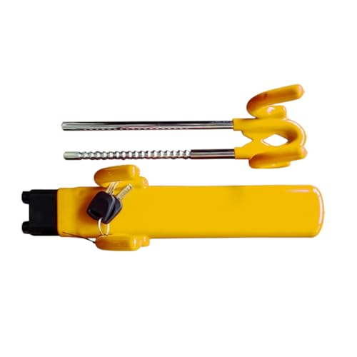 ZIMISI Car Steering Wheel Lock, Adjustable Length Anti-Theft Security Device with 2 Keys, Double Hooks Design Heavy Duty Vehicle Steering Wheel Protective Lock for SUV, Truck, Pickup (Yellow)