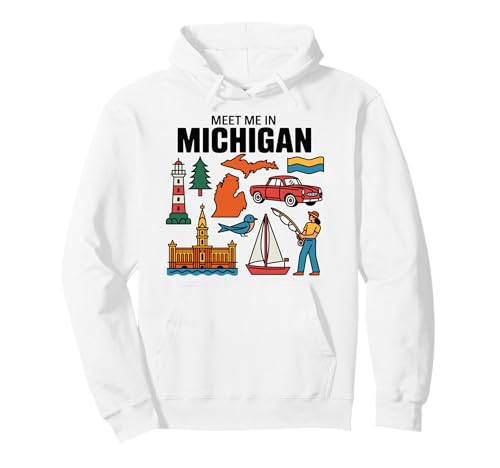 Graphique Vintage Michigan pour Homme et Femme Sweat à Capuche