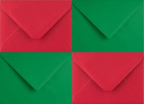 Sobres para tarjetas de Navidad y vales de regalo con diseño C5 verde y rojo de 32 unidades