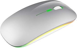 2.4 GHz Wireless Bluetooth Mouse | Cordless Mouse for Laptop | Bluetooth mouse for laptop Slim Silent Mice Ergonomic Design | Rechargeable Wireless Mouse Compatible with iDevices &PC. (silver)