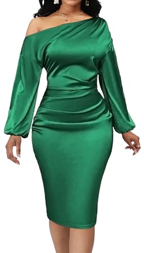 Image of Yiershu Women's Fall Off Shoulder Bodycon Dress Elegant Long Sleeve