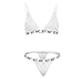 KeYIdoing Lingerie sexy pour femme - Soutien-gorge taille basse - Dentelle - Bikini - Sous-vêtements - Bustiers - Corsets, blanc, XXL