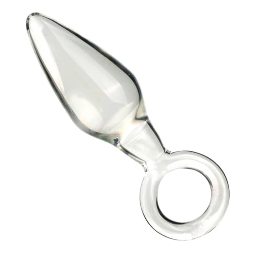 TGHYRF Godemiché anal en verre cristal SM avec poignée ronde, perles anales, jouet sexuel for la masturbation de la prostate, de l'anus et du vagin, for hommes et femmes(Clear)