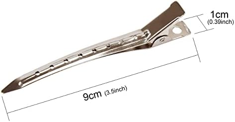 Beayuer 25 Pieces Duck Bill Hair Clips, 3.5 Inch Rustproof Metal Alligator Curl Clips with Holes for Hair Styling, Hair Coloring, Thick Hair Sectioning, Salon, Bows DIY, Silver (25 Pcs, Silver)