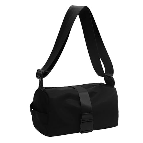 Bolso bandolera de tela, bolso de gimnasio de alta sensibilidad, horizontal, informal, monocolor, bolso de hombro para mujer, mochilas geniales para adolescentes y niños, Negro , Talla única