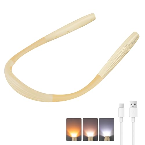 SingHong LED Neck Book Light Reading Lamp USB Rechargeable, Lighter Weight,Hands Free, Each 3 Colors...