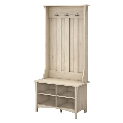 Bush Furniture Salinas Hall Tree with Shoe Storage Bench in Antiq...