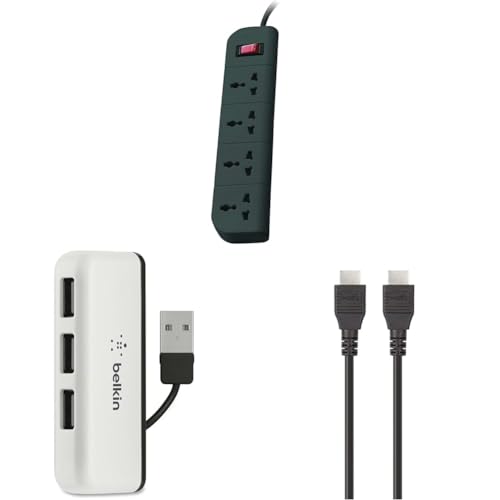 Image of Belkin 4-Socket Surge Protector Universal Socket with 5Ft (1.5-Meter) Heavy Duty Cable Overload Prot