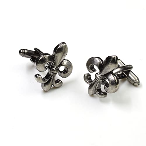Mancuernillas Fleur Di Lis tono plateado miniatura 2