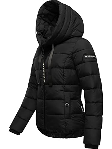 Navahoo Damen Winterjacke warme Steppjacke mit hohem Kragen und verstellbarer Kapuze Amayaa Black Gr. M