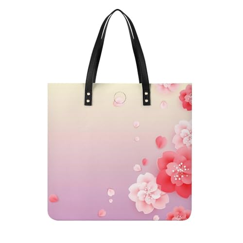 Tote bag pour voyage et shopping fleuri rose et rouge grand format