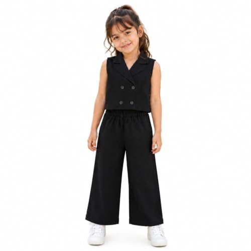Image of The Magic Wand Woven Digital Printed Co-ord Set For Kids Girls, Sleeveless Top With Palazzo Pant Two-Piece Western Stylish Clothing Set For Festivals