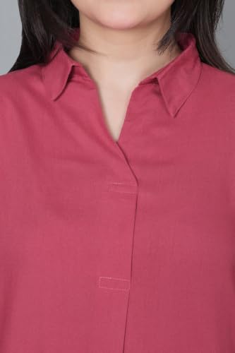 Image of Mlada Rayon Flare Top for Women | 3 /4th Sleeve Regular Fit and Flare Top | Women Office Tops Tunic | Western Long Shirt Top for Women | Shirt Collar Top for Women | Rayon Tunic Tops for Women Western