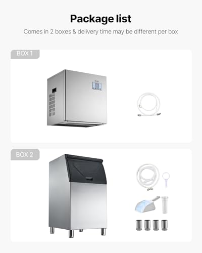Image of VEVOR Commercial Ice Maker Machine, 550LBS /24H Ice-Making Machine with 300LBS Stainless Steel Storage Bin, Auto Self-Cleaning Ice Maker with Touchscreen for Bar Cafe Restaurant Business Commercial