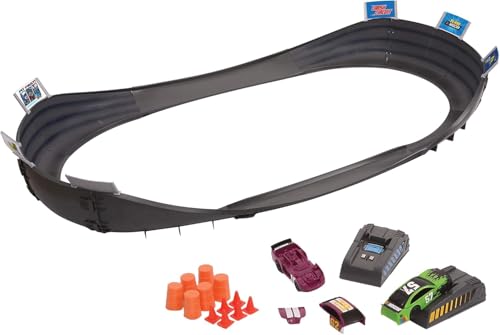 Slot Car Race Track Sets | NASCAR Crash Circuit Short Speedway | 2 Electric Powered Cars with Flash Chargers | Race Tracks for Kids Ages 4-8 | Car Racing Toy