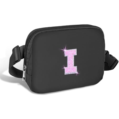 Image of COSHAYSOO Initial Letter Fanny Pack for Girls Personalized Christmas Birthday Gifts for 6 7 8 9 10 11 12 Year Old Teen Girl, Girly Fashion Crossbody Purse Belt Bag Preteen Tween Trendy Stuff Black I