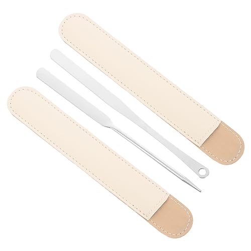 WOONEKY Makeup Spatula for Women Stainless Steel Palette Stick Foundation Blending Brush Portable Makeup Tool Non-slip Handle