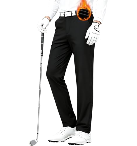 Kayiyasu メンズ ゴルフパンツ 裏起毛 ブラック 40インチ