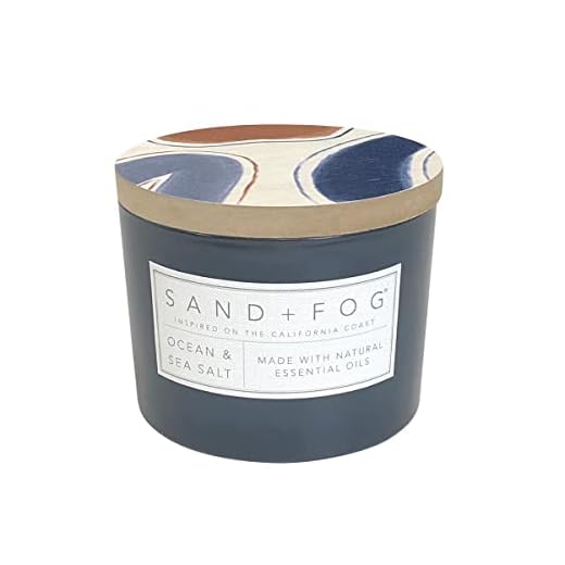 Sand + Fog Scented Candle - Ocean & Sea Salt – Additional Scents and Sizes – 100% Cotton Lead-Free Wick - Luxury Air Freshening Jar Candles - Perfect Home Decor – 12oz