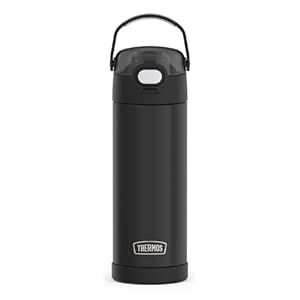 THERMOS FUNTAINER 16 Ounce Stainless Steel Vacuum Insulated Bottle with Wide Spout Lid, Black Matte