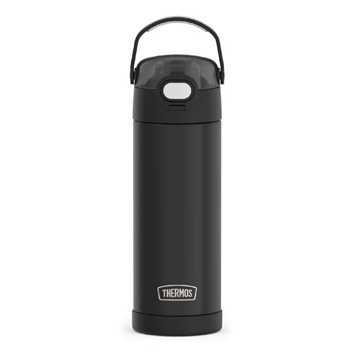 THERMOS FUNTAINER 16 Ounce Stainless Steel Vacuum Insulated Bottle with Wide Spout Lid, Black Matte by THERMOS - Used condition - US$14.98