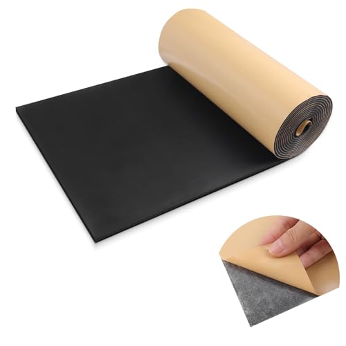 LSGCQ Plaque de mousse autocollante multifonctionnel rouleau de mousse tapis anti vibration isolation phonique (300mm×3mm×1,5m, Noir)