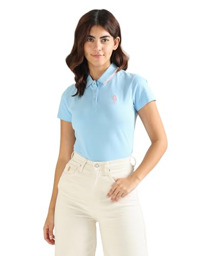 Image of U.S. Polo ASSN. Women Cotton Solid Regular Fit Polo Shirt