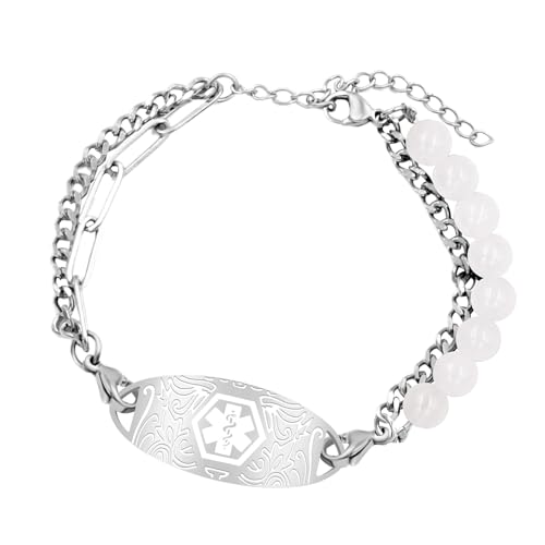 ERRORY Alerte médicale double couche réglable en acier inoxydable pour plus de confort médical, taille unique, Comme décrit