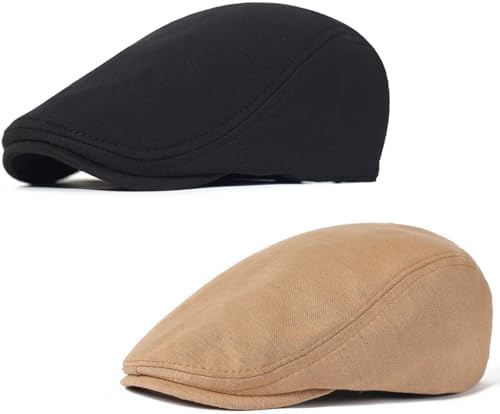 Malaxlx 2 Stück Schiebermütze Schirmmütze Herren Barett Cap Newsboy Flat Cap Baskenmütze Zeitungsjunge Caps Gatsby Ivy Irish Hat