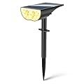 BAXIA TECHNOLOGY Solar Spot Lights Outdoor IP65 Waterproof, 3 Lighting Modes Landscape Lighting for Outside, Dusk to Dawn Solar Pathway Lights for Yard Garden Driveway, Warm White, 1 Pack