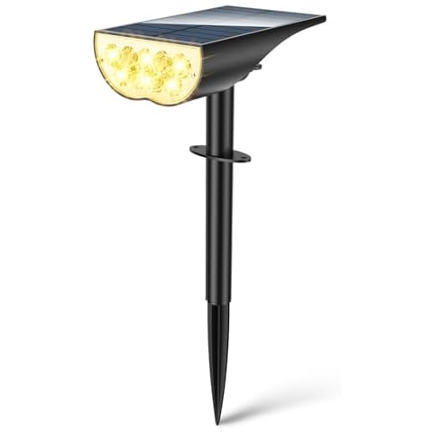 Solar Spot Lights Outdoor Waterproof, 3 Lighting Modes Solar Landscape Lights for Outside, Dusk to Dawn IP65 Waterproof Outdoor Solar Lights for Yard Pathway Driveway Landscape, Warm White, 1 Pack Cover