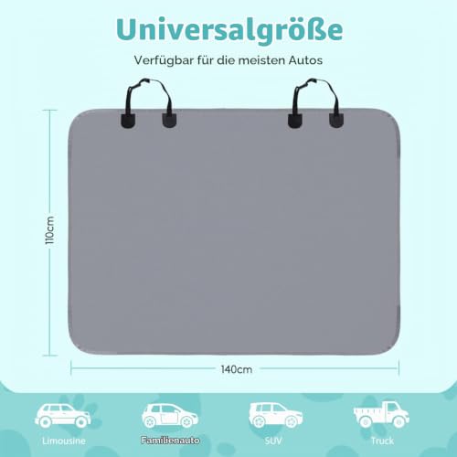 Nobleza - Autoschondecken für Hunde, Wasserfester Rücksitz Sitzbezug Autoschondecken für Hunde Kofferraum Wasserdicht und rutschfest für nahezu alle Autos und SUVs, Universalgröße Grau 140 × 110 cm