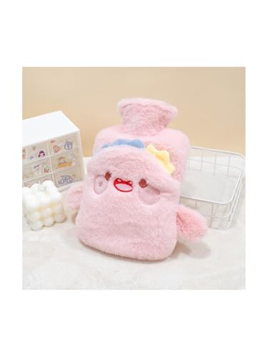 Image of Heating Water Bag For Pain Relief Hot Pack Portable Cartoon Cute Hot Water Bag with Soft Cover Heating Pad For Menstrual /Back Pain Period Cramps Therapy - 1L (PINK - Rabbit)