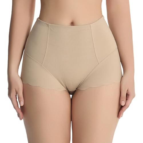 Lu's Chic Women's Elastic Waist Shapewear Shorts Butt Lifting Body Shaper Breathable Fashion Thin Slim Spandex Shaper Nude Large