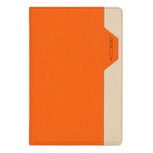 Image of A5 Soft PU Leather Notebook Journal with Pen Holder & Bookmark Ribbon, 120 Sheets /240 Pages Lined Paper, Premium Leather Diary for Office, Work, Business, Meeting Notes, Travel, Students & Professionals (21 X 15 CM) (Orange)
