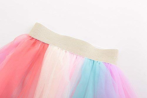 Image of Bold N Elegant Girls Unicorn T-Shirt Top & Rainbow Tutu Skirt Set | Cute Summer Outfit for Girls | Soft Cotton Top with Multicolor Net Skirt