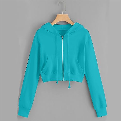 Amikadom Moletom feminino de manga comprida com capuz para outono e inverno gola V com capuz básico