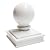 3" x 3" Aluminium Ball Top Post Cap for Metal Posts - Pressure Fit - White