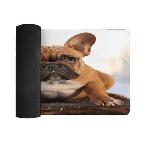 Alfombrilla para escritorio con diseño de Bulldog francés, antideslizante y grande miniatura 3