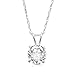 10K White Gold Solitaire Pendant Necklace set with Round Cut Swarovski Zirconia (1 cttw), 18"