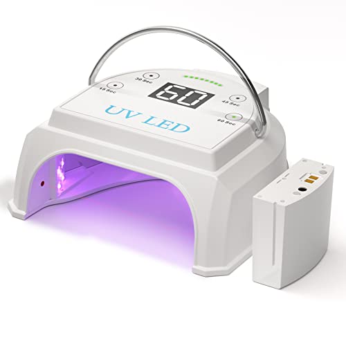 Image of 80W Professional Cordless UV LED Nail Lamp, UV Lights for Nails with 45 Beads and Rechargeable Battery, Portable LED Gel Nail Curing Dryer, Nail Polish Machine for Salon or Home, White