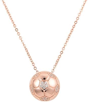 Collana con ciondolo a forma di calcio con cz per le donne ragazze adolescenti minimalista regolabile piccolo ciondolo collana girocollo carino calcio zirconia cubica catena di collegamento delicata