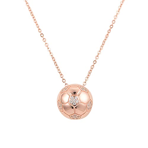 CZ football Pendant Necklace for Women Teen Girls Minimalist Adjustable Personalized football Pendant Choker Necklaces Cubic Zirconia Link Chain Delicate Fashion football Jewelry Gifts (Rose Gold)
